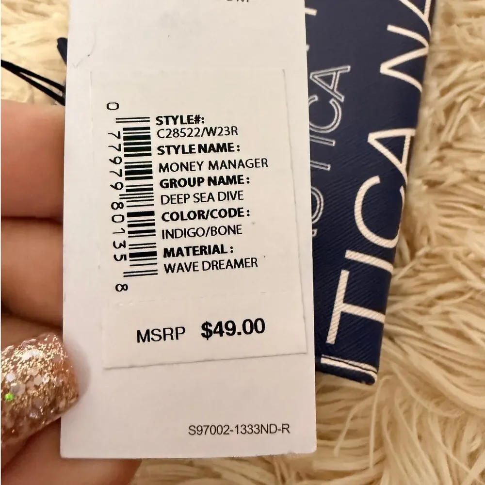 Nautica Money Manager Trifold Wallet – NWT – RFID – Indigo – Logo – Coin Pocket